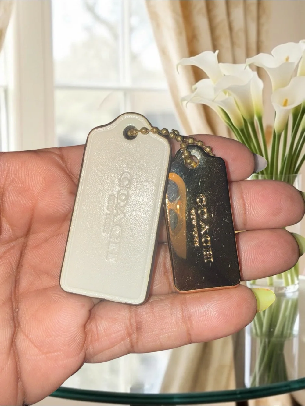 Authentic GOLD Metal AND Off White Leather Hang Tags Set